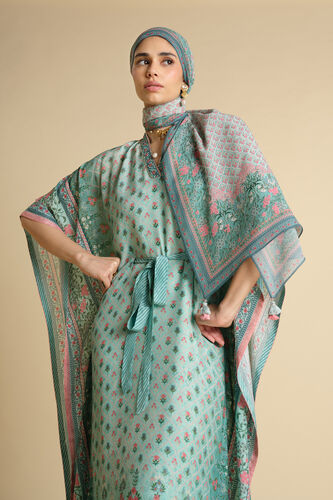 Kirsi Printed Stole - Aqua, Aqua, image 3